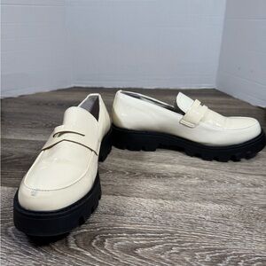 Chinese Laundry Shoes Womens sz:8 Cream/Black Chunky Platform Loafers Y2K Preppy